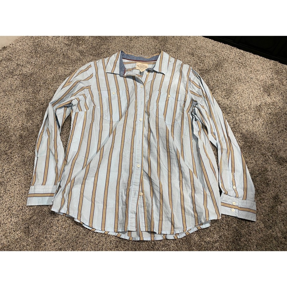 St. John's Bay Button Down Long Sleeve Striped Light Blue XL Excellent